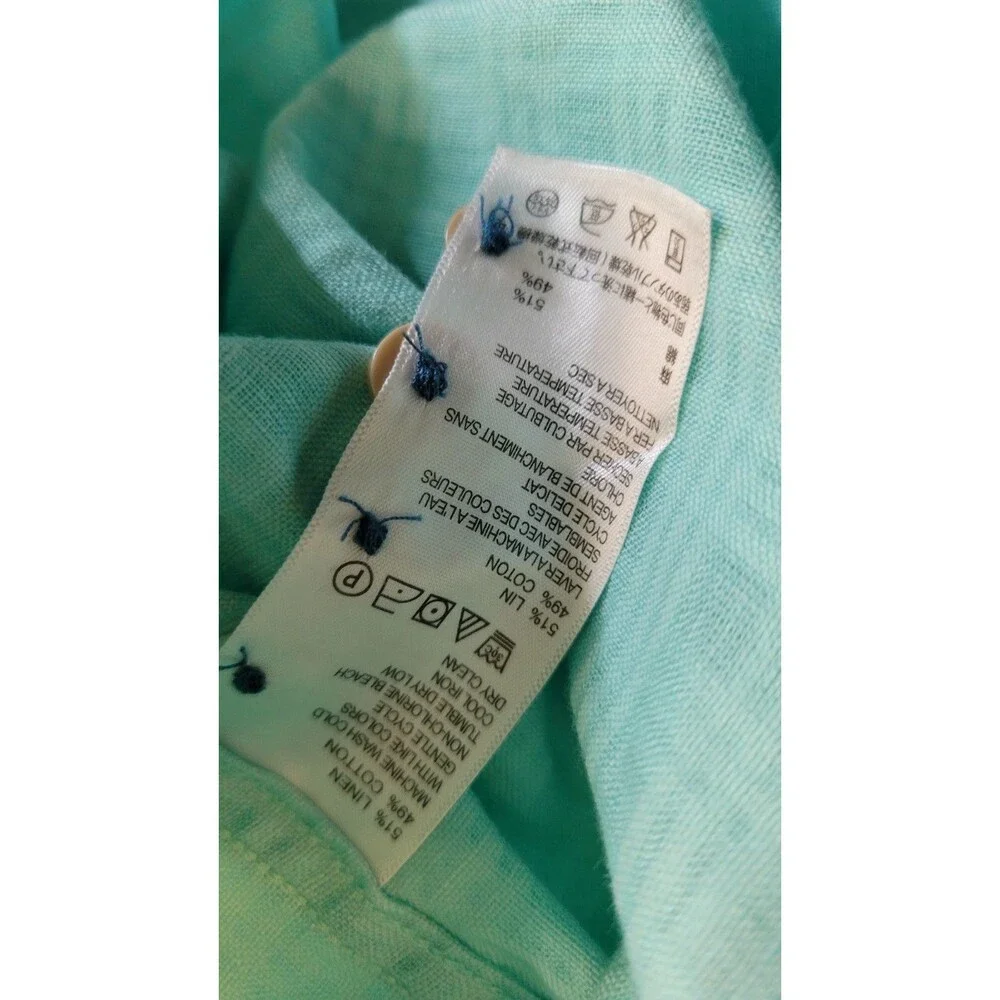 Tommy Bahama Linen Cotton Blend Shirt Men's XL Mint Aqua Green Button Up Resort